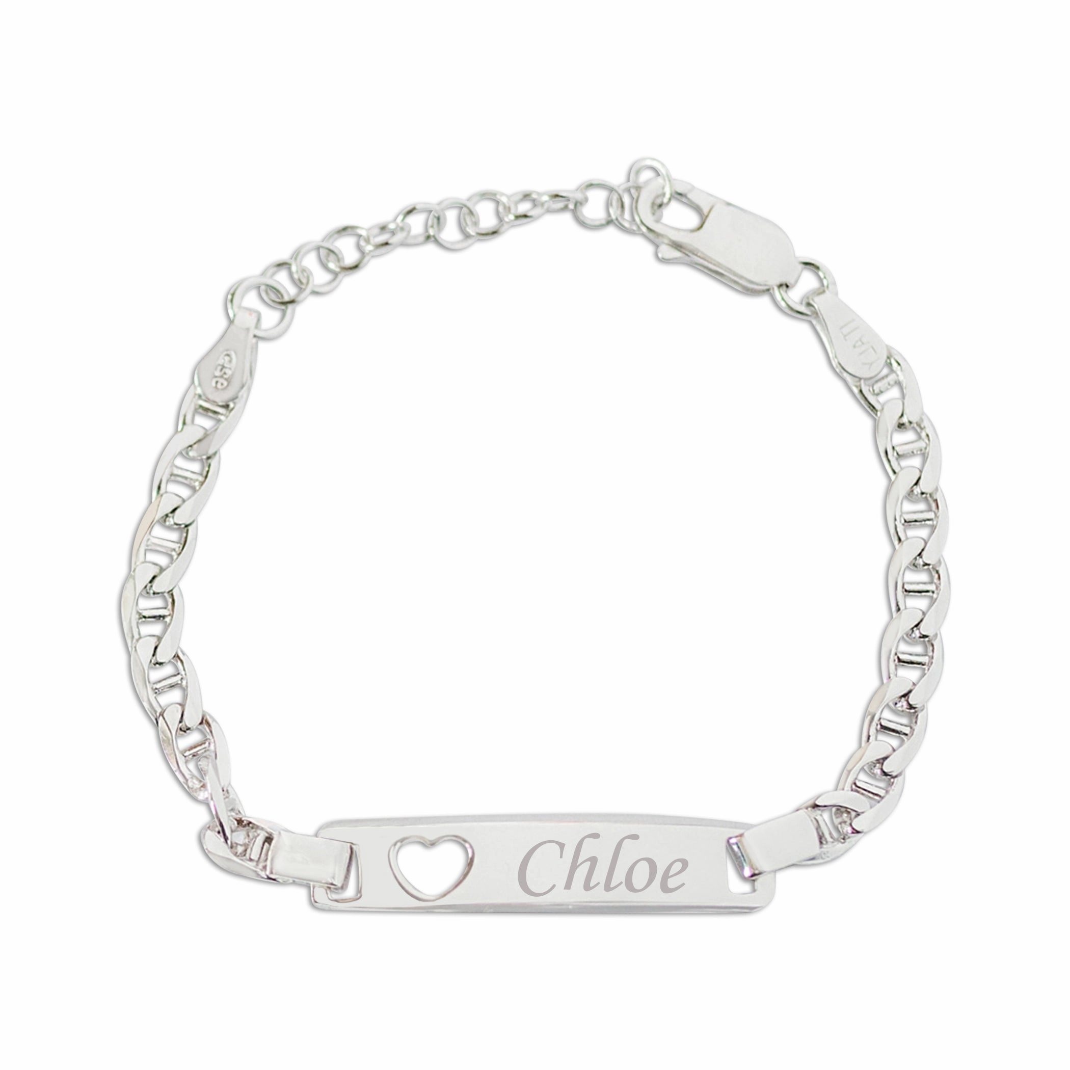 14K Gold-Plated or Sterling Silver I.D. Bracelet for Kids with FREE Engraving-Heart