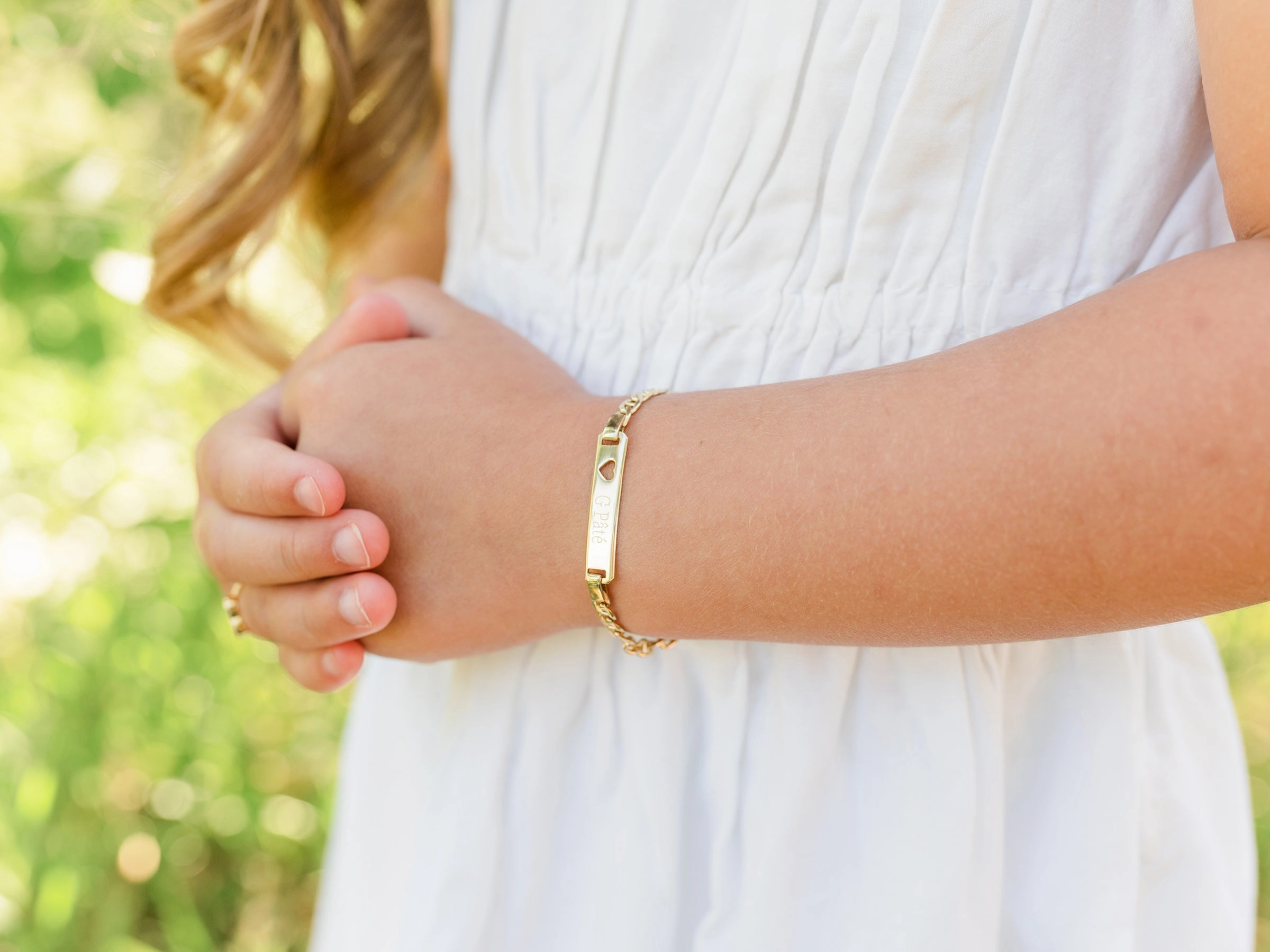 14K Gold-Plated or Sterling Silver I.D. Bracelet for Kids with FREE Engraving-Heart