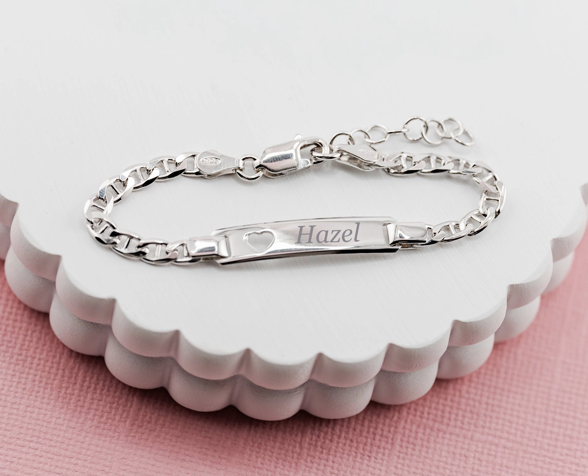 14K Gold-Plated or Sterling Silver I.D. Bracelet for Kids with FREE Engraving-Heart