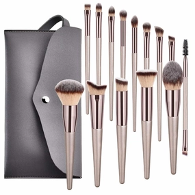 【MB02】14 Pcs Champagne Makeup Brushes Set