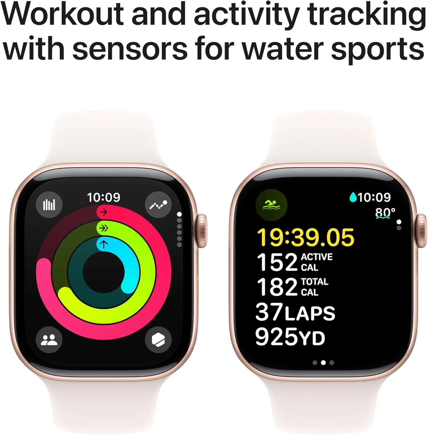 Apple Watch Series 10 [GPS 46mm case] Smartwatch with Rose Gold Aluminium Case with Light Blush Sport Band - M/L. Fitness Tracker, ECG App, Always-On Retina Display, Water Resistant