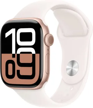 Apple Watch Series 10 [GPS   Cellular 42mm case] Smartwatch with Rose Gold Aluminium Case with Light Blush Sport Band - S/M. Fitness Tracker, ECG App, Always-On Retina Display, Water Resistant