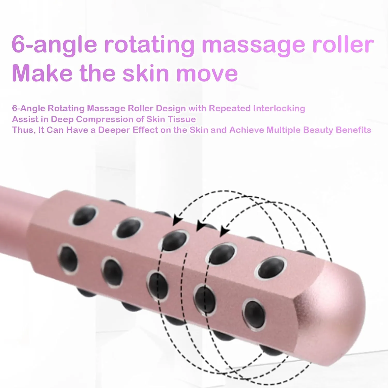 Arrily Face Roller, Arrily Face Wand Roller, Arrily Beauty FaceRoller, Face Massage Roller Arrily, Germanium Stone FaceRoller for Up Lifting and Skin Care, Instant Results (Pink)