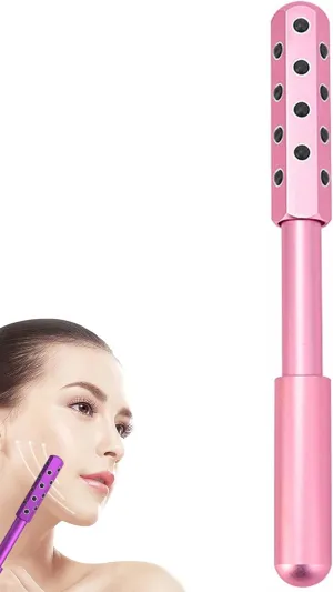 Arrily Face Roller, Arrily Face Wand Roller, Arrily Beauty FaceRoller, Face Massage Roller Arrily, Germanium Stone FaceRoller for Up Lifting and Skin Care, Instant Results (Pink)