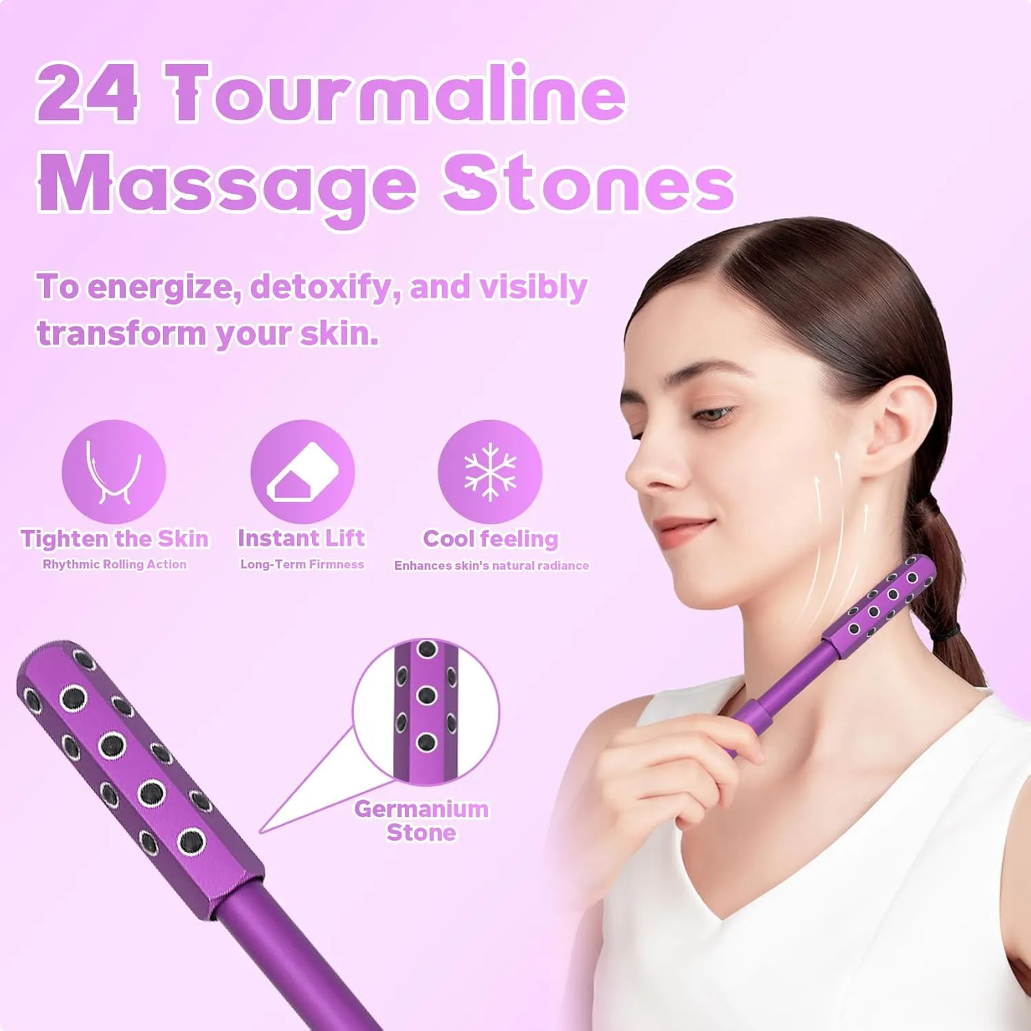 Arrily Face Roller, Ice Roller for Face, Beauty Sculptor Roller, Uplifting Face Massager Roller, Germanium Stone FaceRoller for Up Lifting and Skin Care, Instant Results (1pcs)