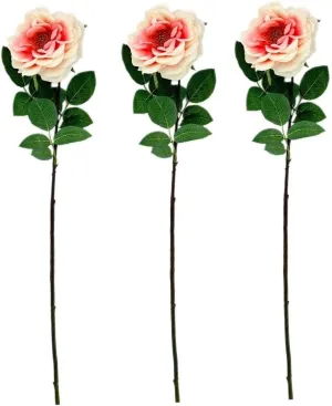 Artificial Flowers for Decoration 3PCS Blush Pink Orlane Real Touch Rose, 25" Tall Luxury Artificial Flower for Wedding Home Table Centerpieces Decoration (NO VASE) Artificial Flowers for Outdoors