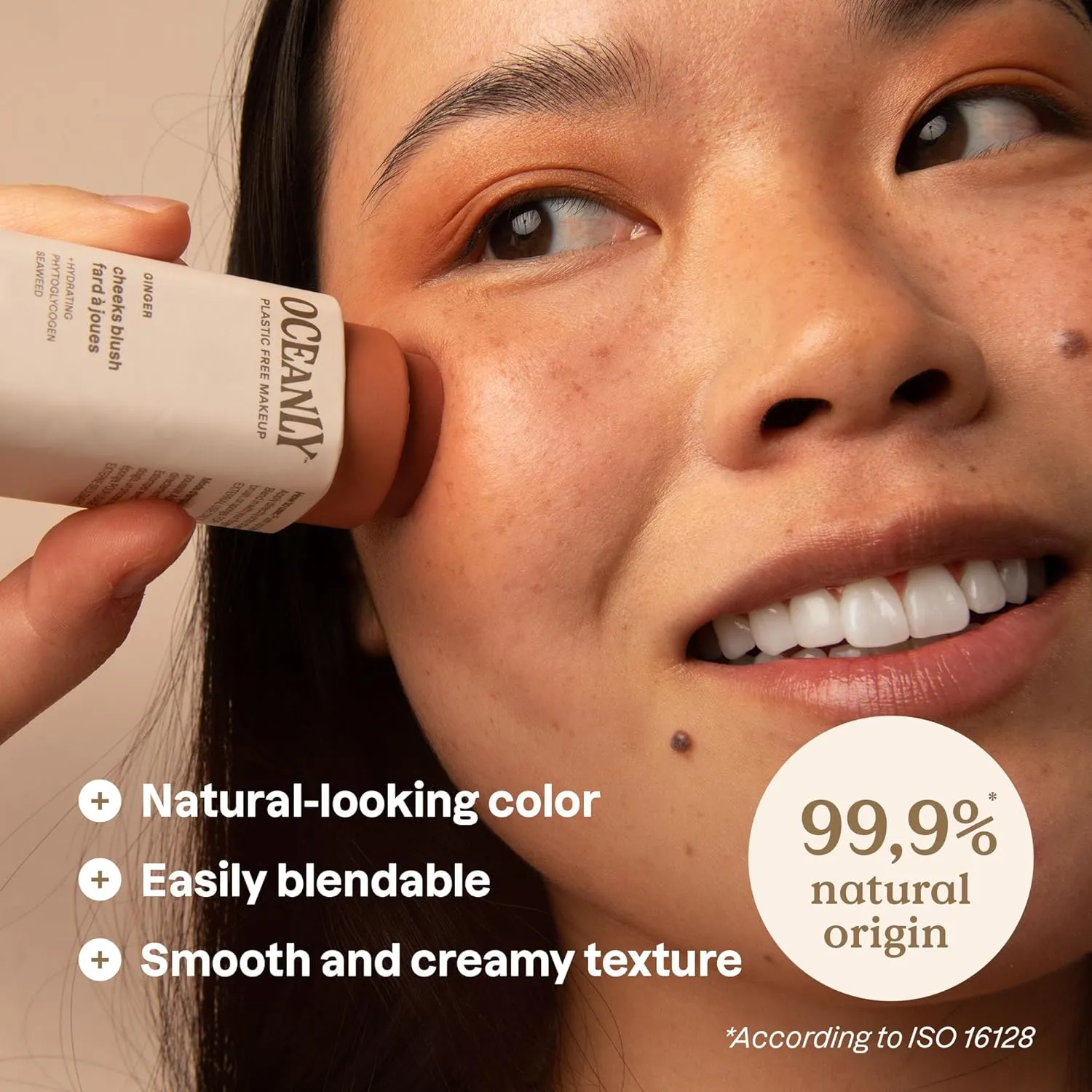 ATTITUDE Oceanly Plastic-Free Lightweight Blush Stick, Titanium Dioxide-Free, EWG Verified, Vegan & Cruelty-free Makeup, Ginger, 0.3 Ounces