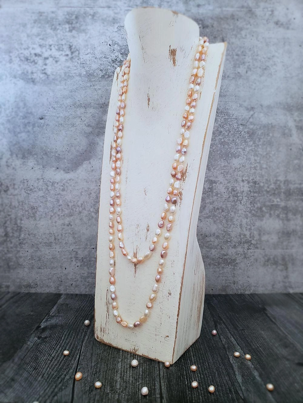 Baroque Pearl Necklace - Peachy Mix