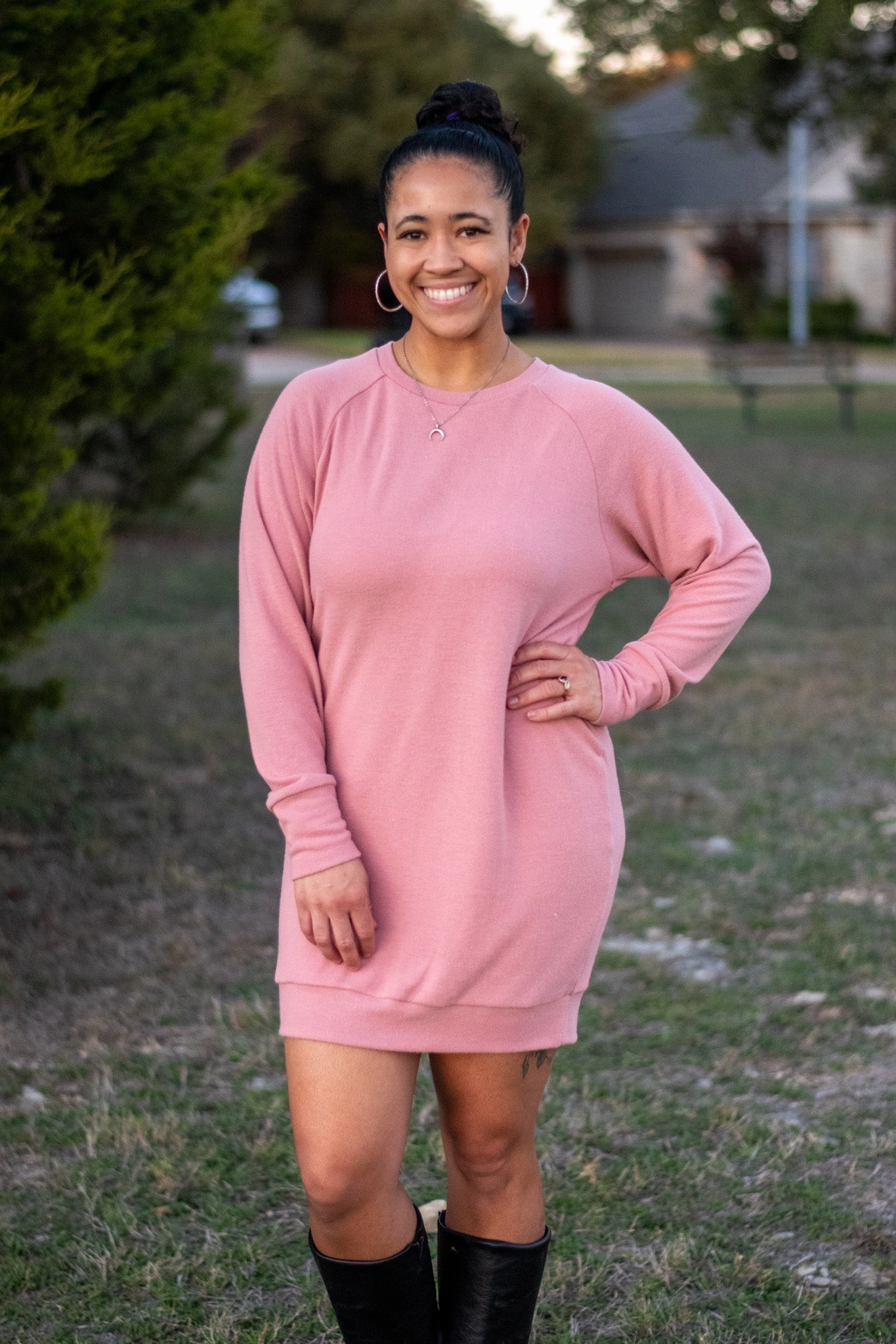 Blush Rose, Solid Brushed Sweater Knit Fabric