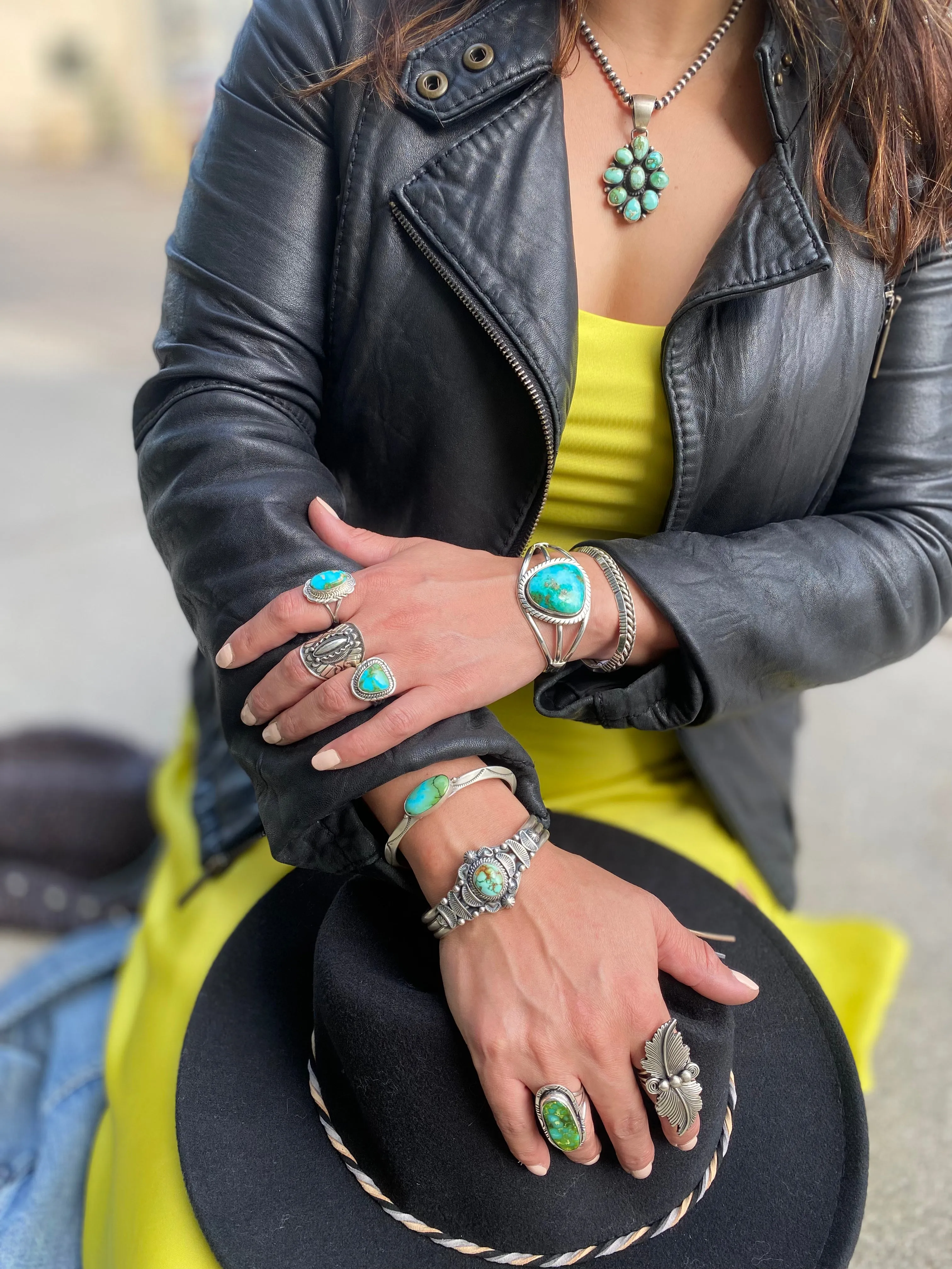 Bobby Johnson Sonoran Gold Turquoise Cluster Pendant