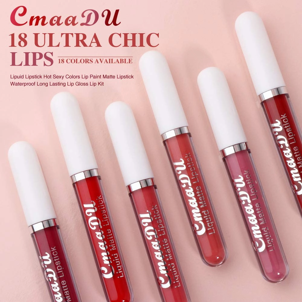 CmaaDu 6Pcs Matte Liquid Lipstick Lipgloss Lip Gloss Stain Makeup Set for Women, Deep Dark Red Original 24 Hour Matte Lipstick Long Lasting labiales matte mate larga duracion 24 horas originales A-03
