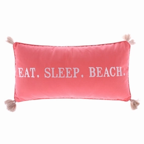 Coral Eat Sleep Beach Pillow