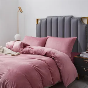 Crystal Velvet King Duvet Cover Set Blush Pink, Soft Warm Flannel Comforter Cover King Size for Fall Winter Spring, 3 Pieces Luxury Fluffy Silky Velour Bedding Duvet Cover 104" x 90"