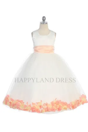 D2570 Ivory Dress with Flower Petals and Sash (26 Diff. Colors)