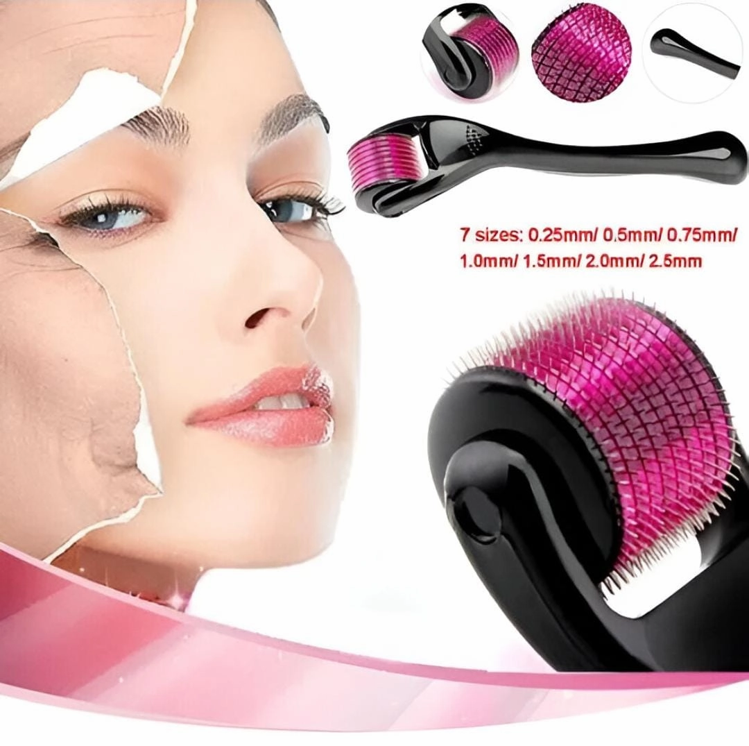 Derma Roller 0.5mm with Hard Acrylic Box – 540 Micro Needles for Hair Growth Anti-Aging Acne Scars Wrinkles and Stretch Marks Removal  Skin Care Beauty Tool for Men and Women
