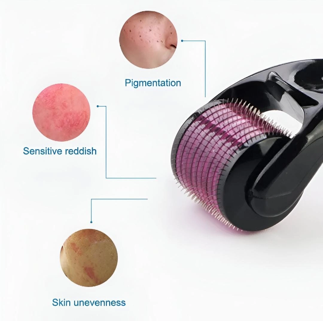 Derma Roller 0.5mm with Hard Acrylic Box – 540 Micro Needles for Hair Growth Anti-Aging Acne Scars Wrinkles and Stretch Marks Removal  Skin Care Beauty Tool for Men and Women