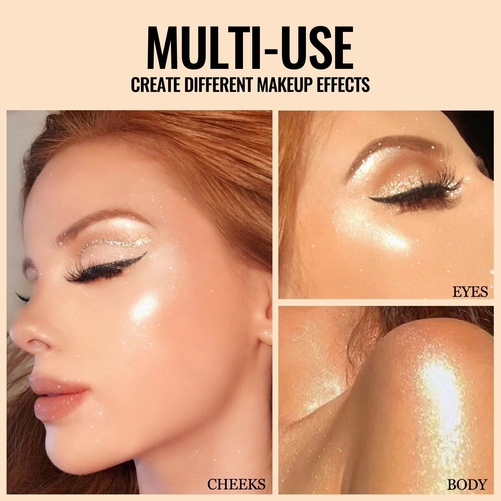 Erinde Face Highlighter Palette, Pearl Glossy Face Illuminator Palette, Natural Glow Finish, Shimmer Smooth Baked Highlighter Powder, Long-lasting Sparkling Highlighter Makeup, 03 Dawn Glow