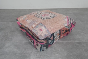 Handmade Moroccan Pouf - Vintage Berber Rug Ottoman