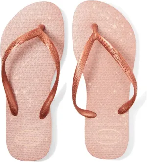 Havaianas Girl's Slim Gloss Flip Flop Sandal (Toddler/Little Kid/Big Kid) Ballet Rose/Golden Blush 23-24 (US 9 Toddler) M