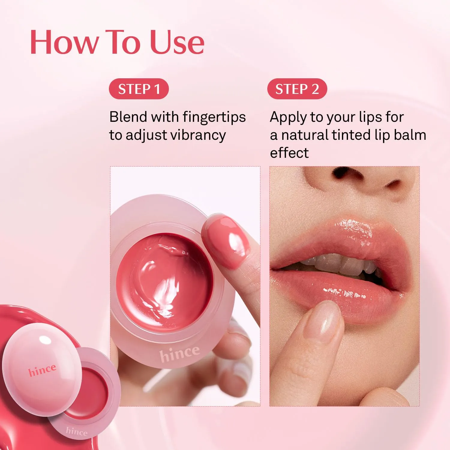 HINCE Raw Glow Dewy Ball - Tinted Lip Balm, Jelly Gloss Glow, Shine and Hydration, Lip & Blush Multiuse, Vegan, 0.12 oz. (13 colors) (COOL ROSE DEW)