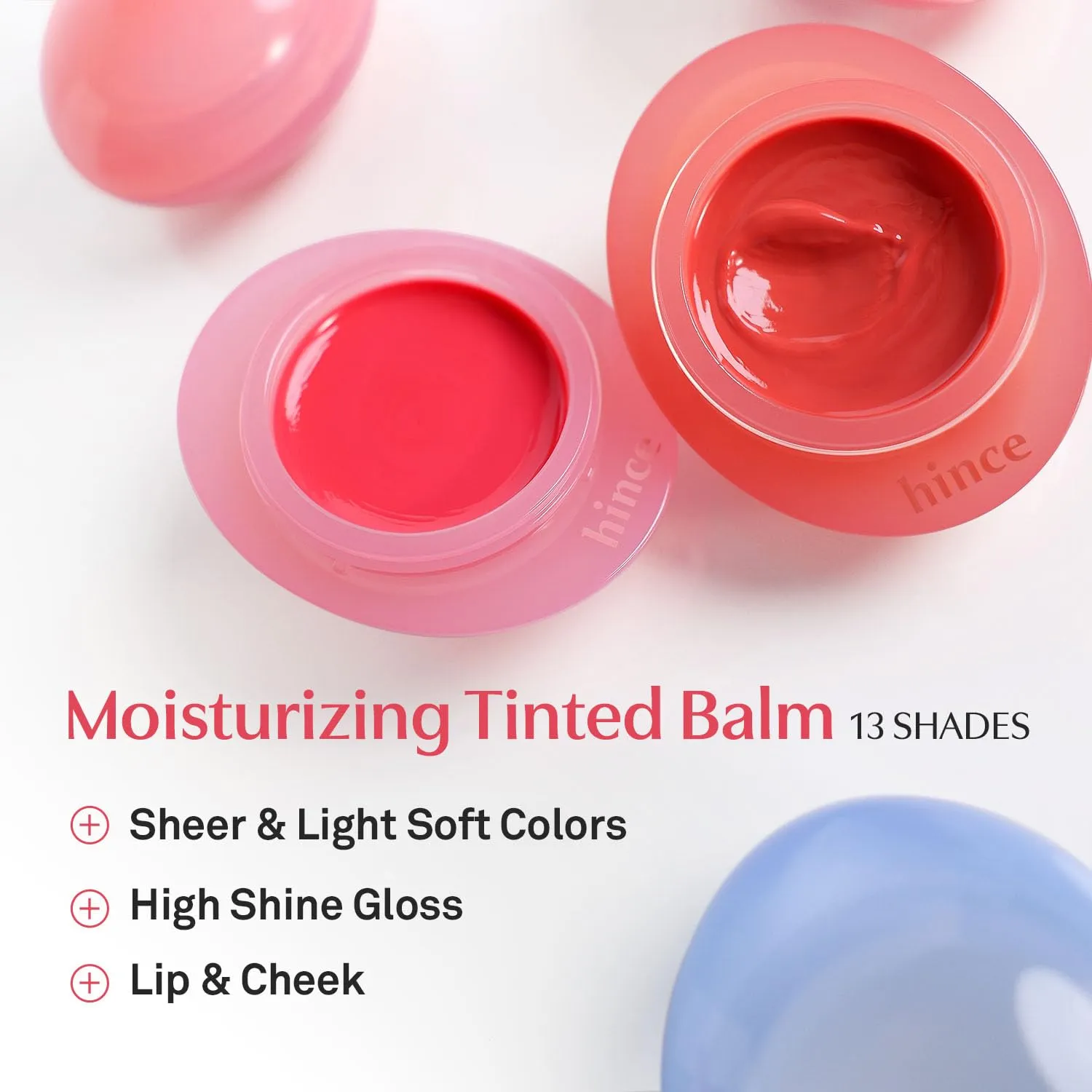 HINCE Raw Glow Dewy Ball - Tinted Lip Balm, Jelly Gloss Glow, Shine and Hydration, Lip & Blush Multiuse, Vegan, 0.12 oz. (13 colors) (COOL ROSE DEW)
