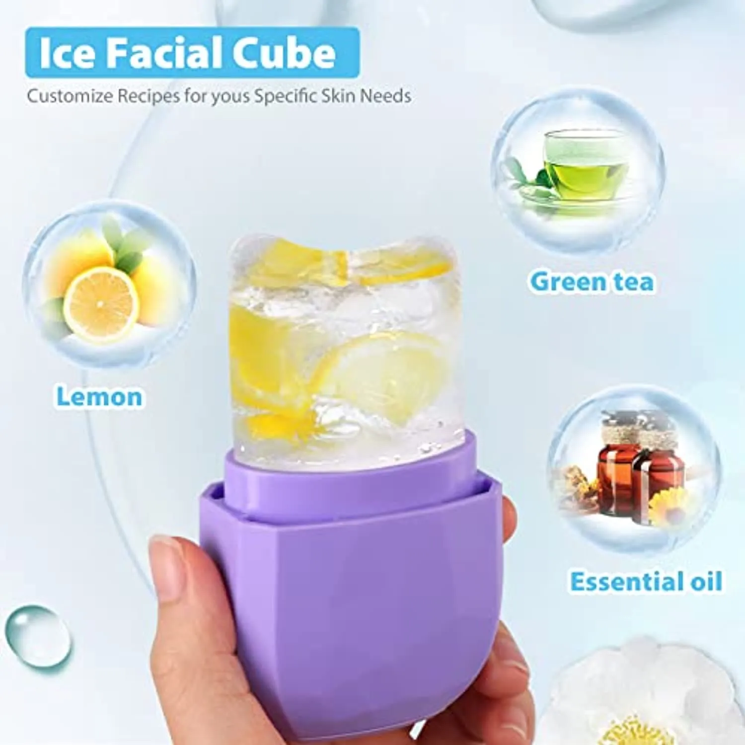 Ice Face Roller, Ice Roller for Face and Eye, V-Shaped Design, Food-Grade Leak-Proof Silicone Cube, Reusable Face Massage, Facial Beauty Ice Roller, Ice Mold for Face Beauty Gift for Women