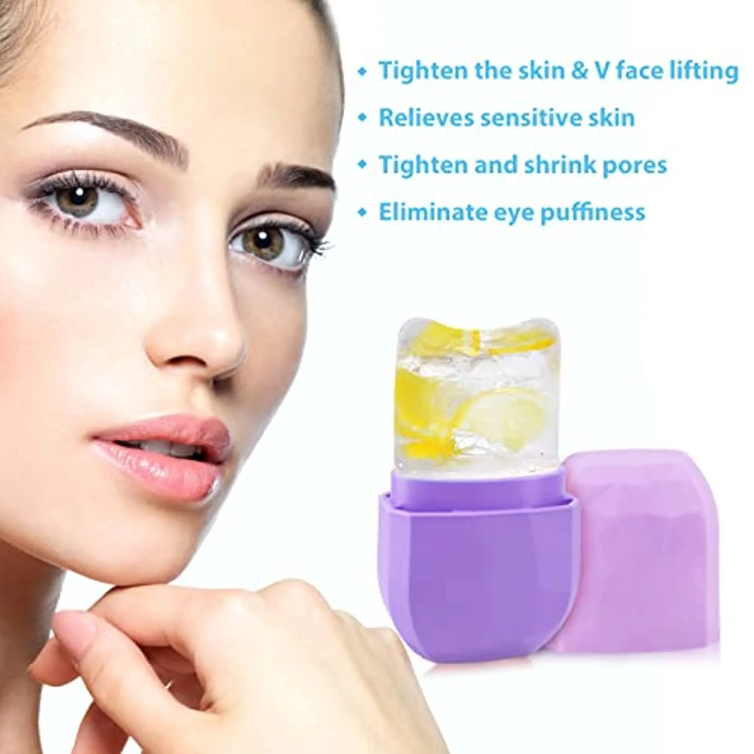 Ice Face Roller, Ice Roller for Face and Eye, V-Shaped Design, Food-Grade Leak-Proof Silicone Cube, Reusable Face Massage, Facial Beauty Ice Roller, Ice Mold for Face Beauty Gift for Women
