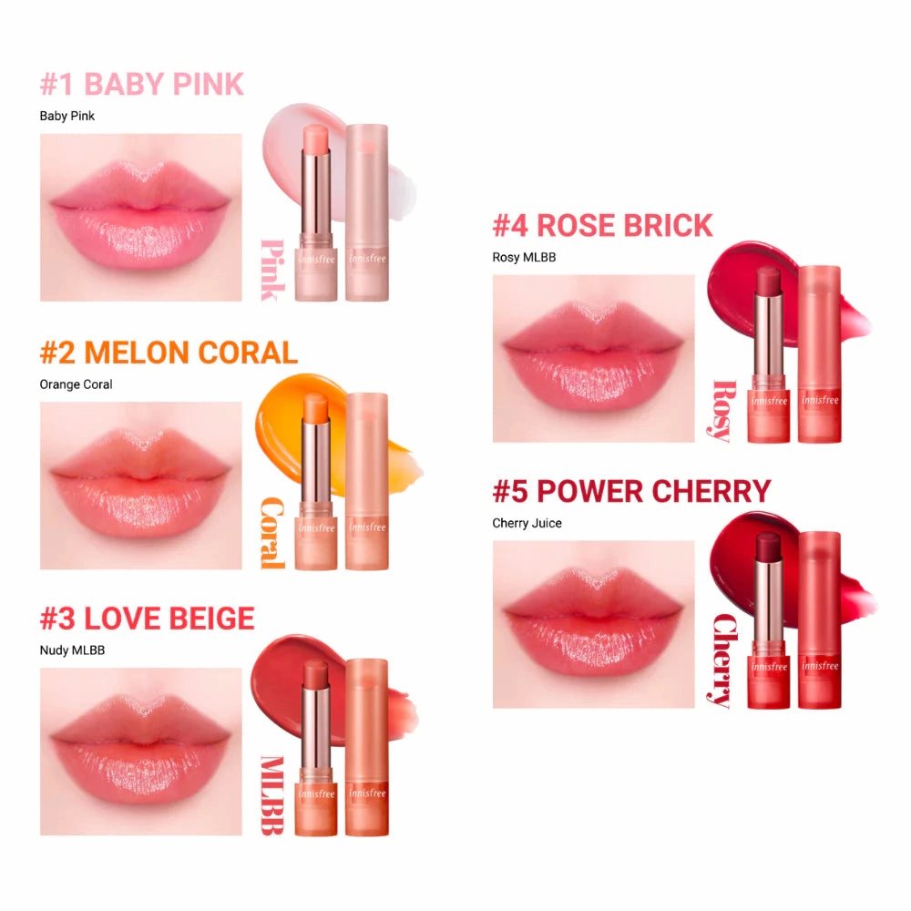 Innisfree Dewy Tint Lip Balm - Rose Brick - Hydrating Tinted Lip Care