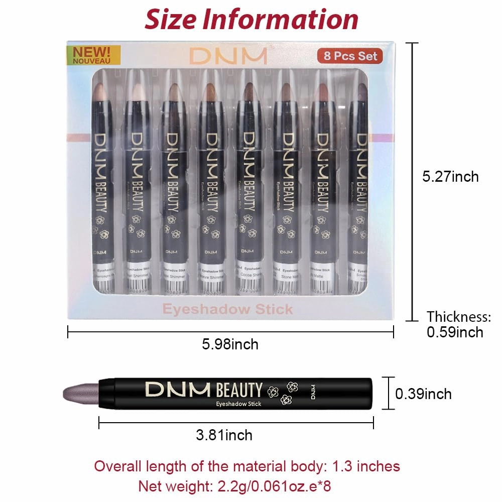Kaely 8Pcs Cream Eyeshadow Stick Set for Eyes,Champagne Pearl Taupe Bronze Cocoa Stone Putty Smoky Amethyst,Halloween Makeup,Matte Shimmer Eye Shadow Pencil Pen Crayon Waterproof,sombras para ojos 03