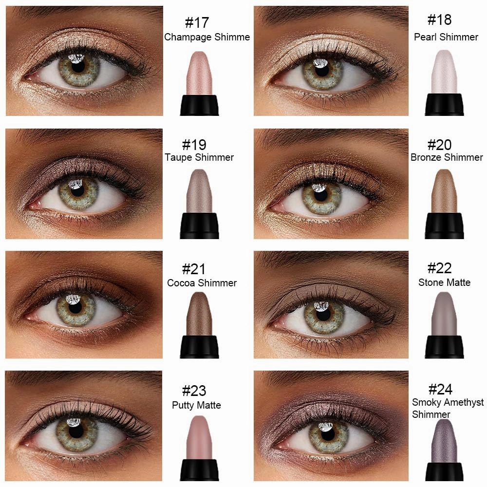 Kaely 8Pcs Cream Eyeshadow Stick Set for Eyes,Champagne Pearl Taupe Bronze Cocoa Stone Putty Smoky Amethyst,Halloween Makeup,Matte Shimmer Eye Shadow Pencil Pen Crayon Waterproof,sombras para ojos 03