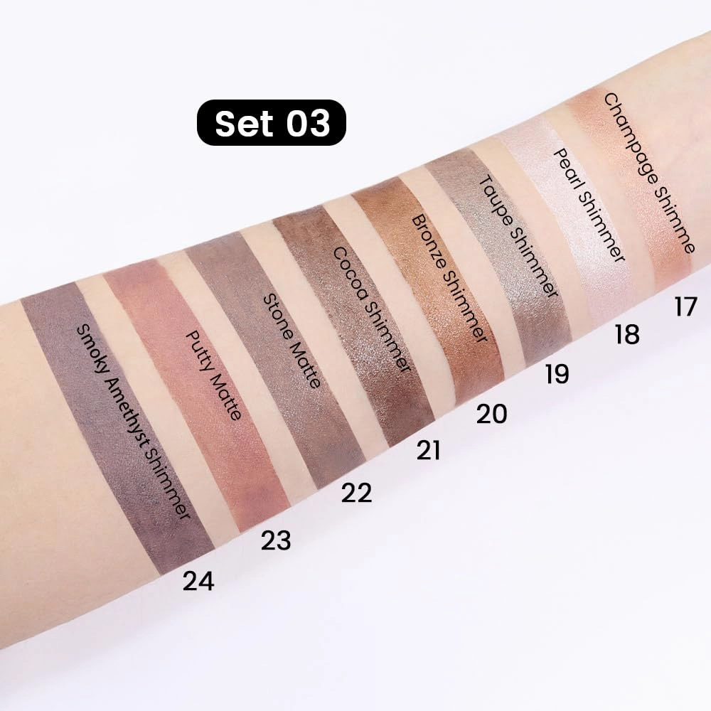Kaely 8Pcs Cream Eyeshadow Stick Set for Eyes,Champagne Pearl Taupe Bronze Cocoa Stone Putty Smoky Amethyst,Halloween Makeup,Matte Shimmer Eye Shadow Pencil Pen Crayon Waterproof,sombras para ojos 03