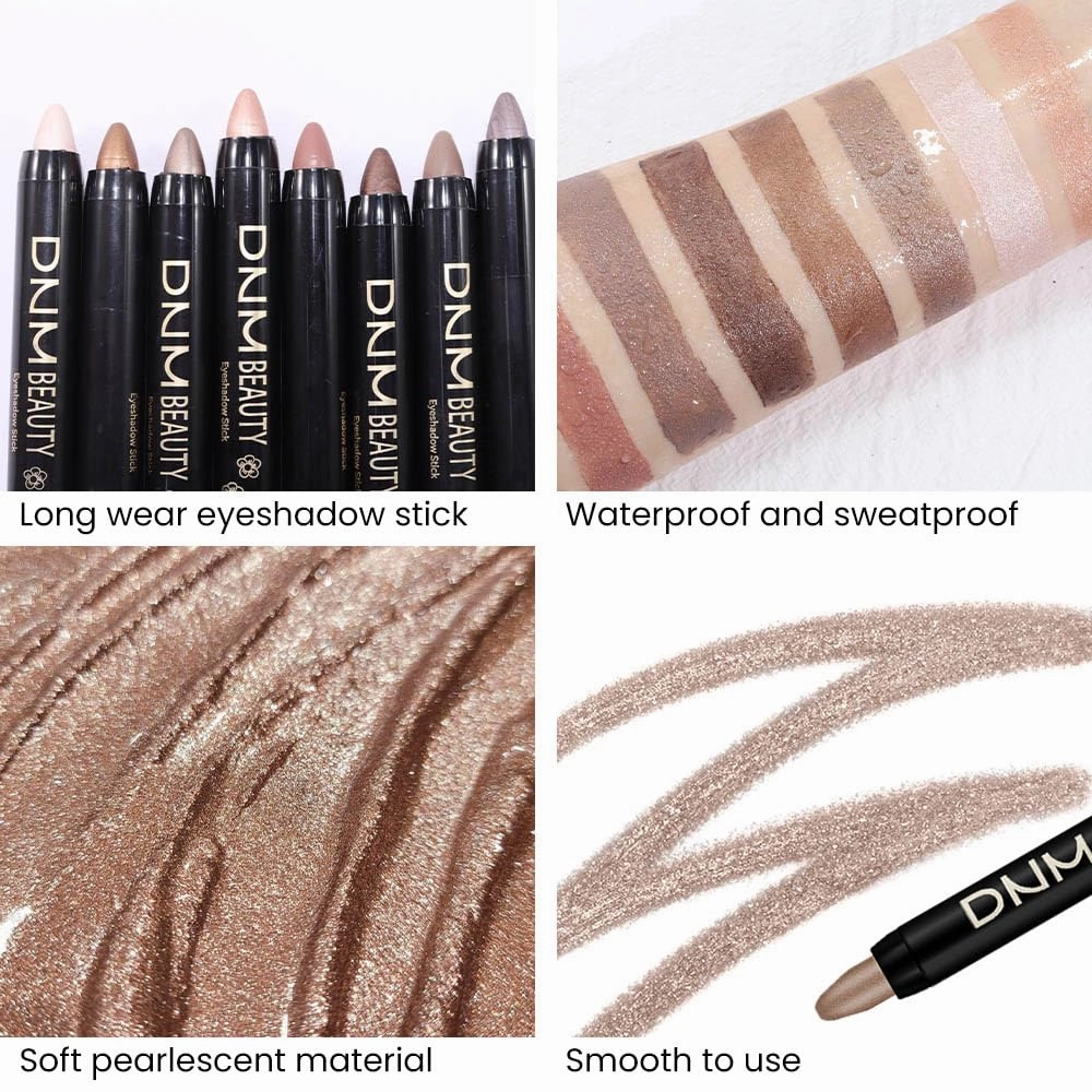 Kaely 8Pcs Cream Eyeshadow Stick Set for Eyes,Champagne Pearl Taupe Bronze Cocoa Stone Putty Smoky Amethyst,Halloween Makeup,Matte Shimmer Eye Shadow Pencil Pen Crayon Waterproof,sombras para ojos 03