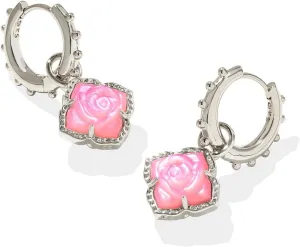 Kendra Scott Womens Mallory Rose Huggie Earrings Silver Blush Ivory Mother Of Pearl One Size One Size