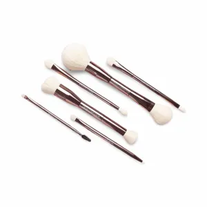 Luxury Sustainable 6 Dual Ended Makeup Brush Set with Vegan Leather Brush Case, Luxury Makeup Brush Set Professional, Vegan Soft Makeup Brushes for Face, Best Eye Brush Set for Travel.