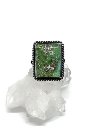 Mary Spencer Navajo Rectangular Sonoran Gold Turquoise Ring (Size 8 3/4)