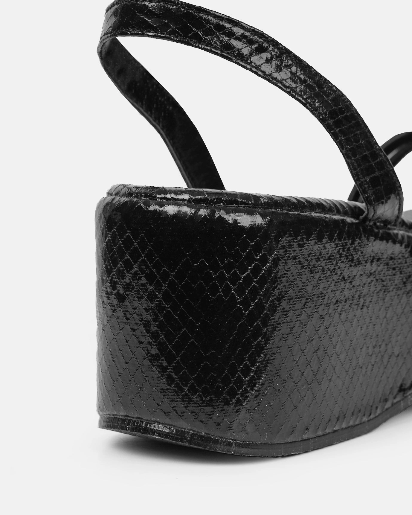 Mazey Black Snake Effect Flatform Sandals