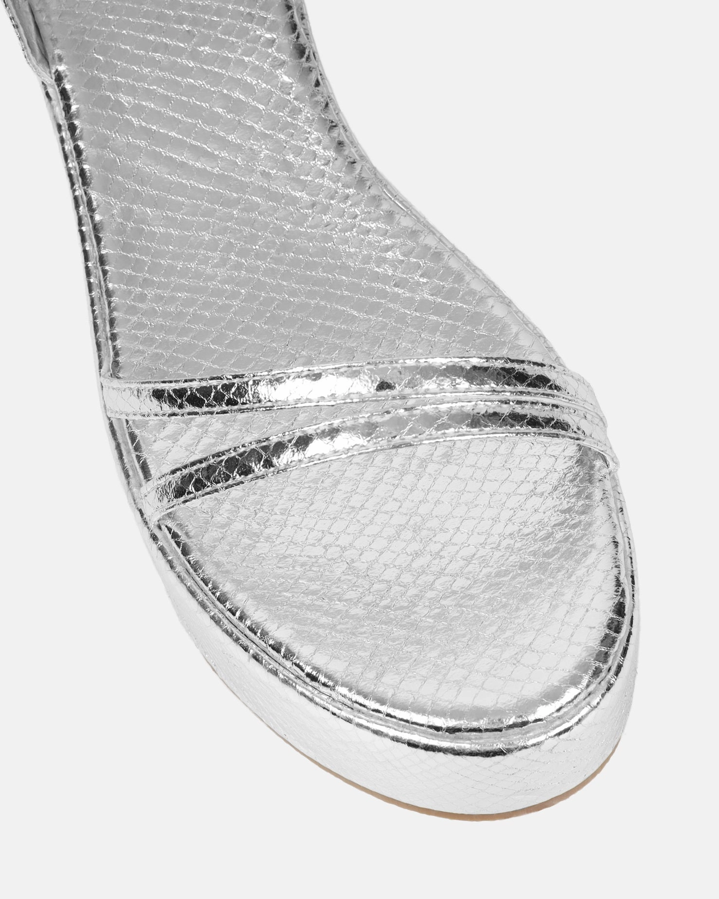 Mazey Silver Snake Effect Flatform Sandals