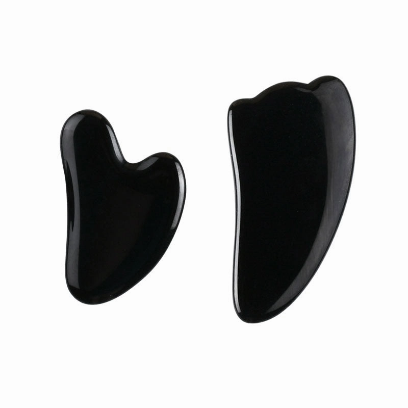 Natural Stone Guasha Massage Gouache Scraper For Face Jade Roller Massager Set Black Obsidian Gua Sha Board Facial SkinCare Tool