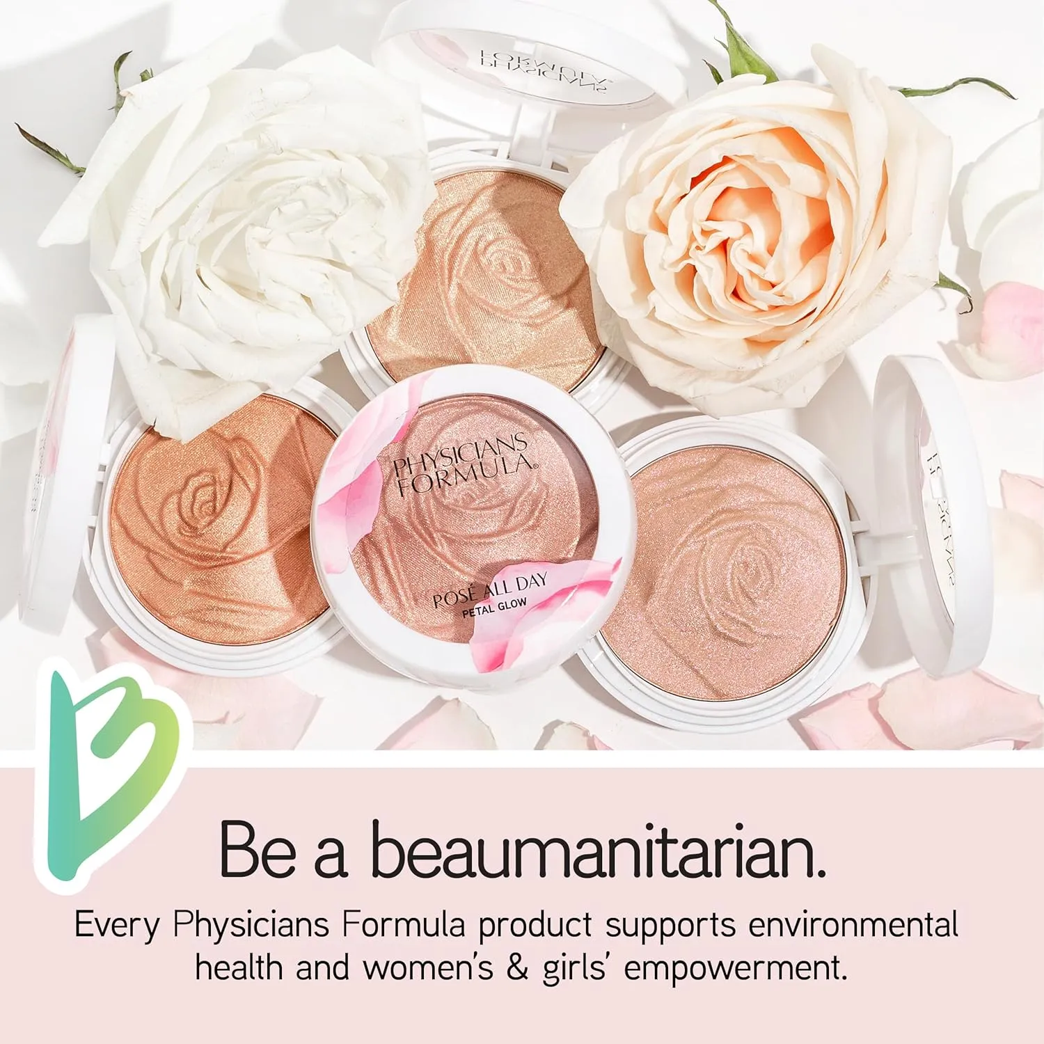 Physicians Formula Rosé All Day Highlighter Blush Face Powder, Blush Petal Glow, Shimmering Rose, Dermatologist Tested, Clinicially Tested