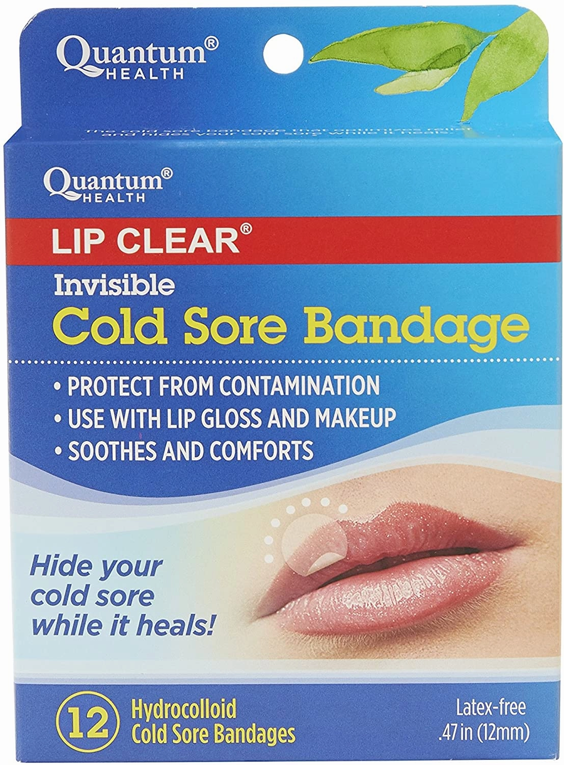 Quantum Health Lip Clear Invisible Cold Sore Bandage (12 Hydrocolloid Bandages)