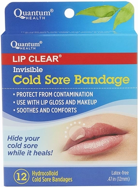 Quantum Health Lip Clear Invisible Cold Sore Bandage (12 Hydrocolloid Bandages)