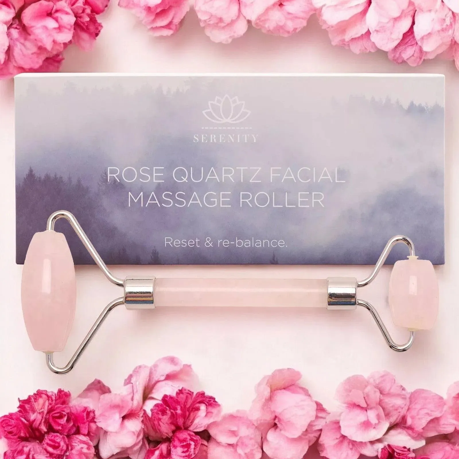 Rose Quartz Facial Massage Roller Anti Ageing Beauty Tool