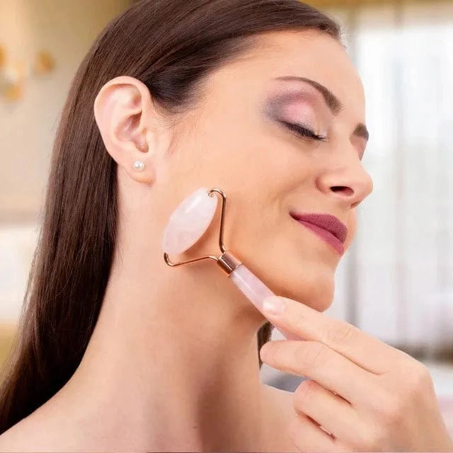 Rose Quartz Facial Massage Roller Anti Ageing Beauty Tool