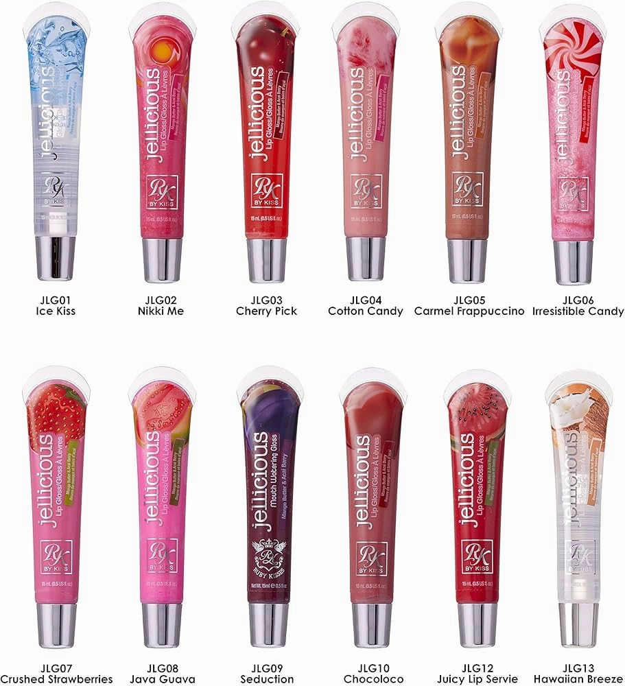 Ruby Kisses Jellicious Lip Gloss – Sweet Shine, Moisturizing Formula, Non-Sticky Finish | 9 Yummy Shades