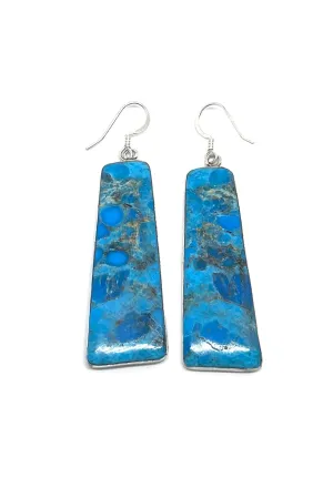 Santo Domingo Turquoise Slab Earrings with Sterling Silver Frames