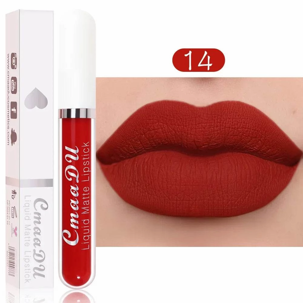 Sexy Long Lasting Velvet Matte Lip Gloss Liquid Lipstick Lip Makeup Women Beauty Red Nonstick Cup Waterproof Lip Gloss