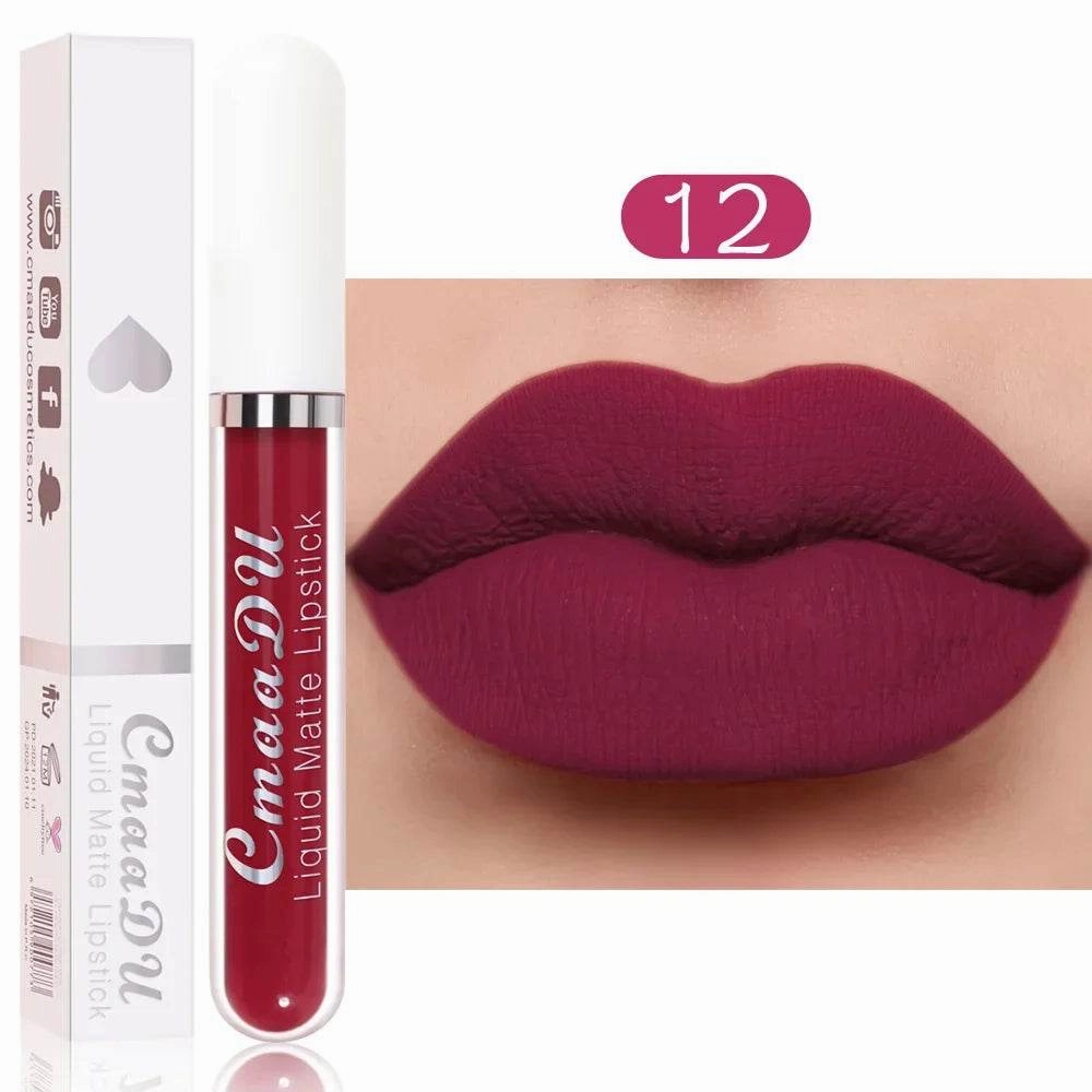 Sexy Long Lasting Velvet Matte Lip Gloss Liquid Lipstick Lip Makeup Women Beauty Red Nonstick Cup Waterproof Lip Gloss