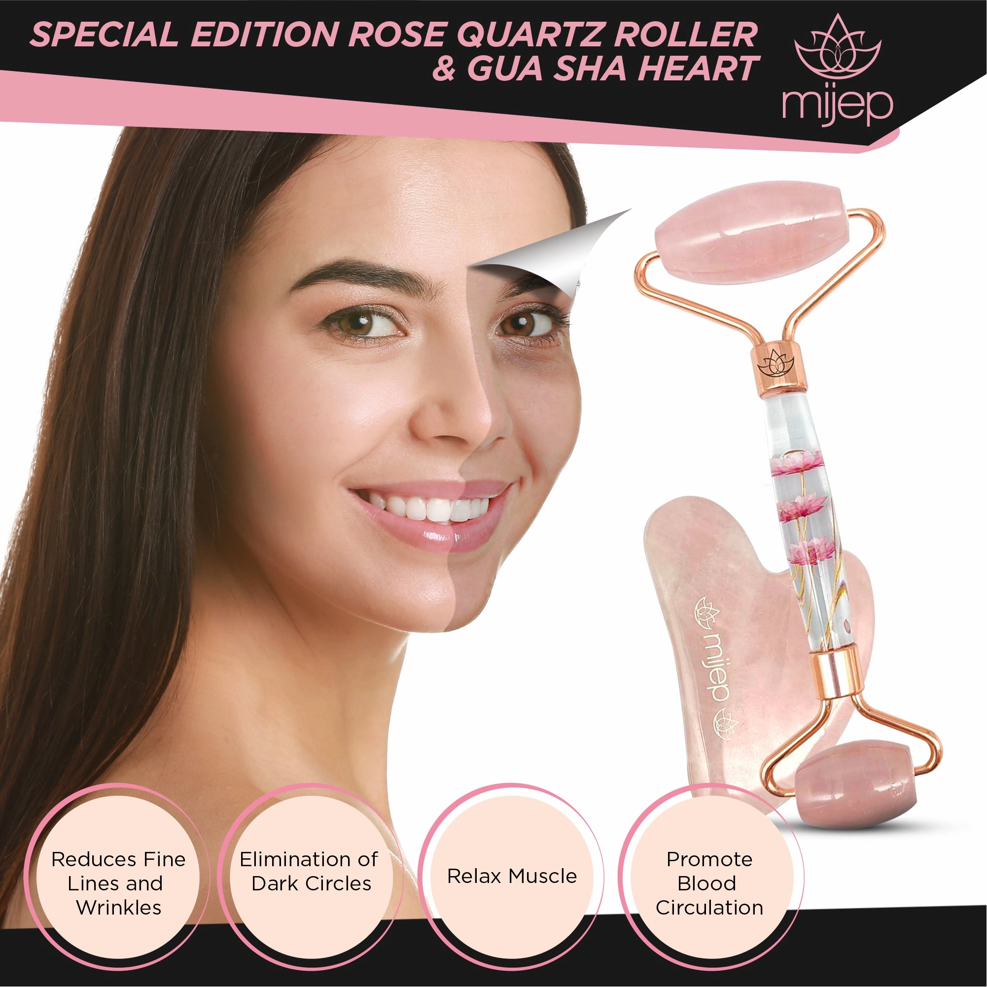 Special Edition Rose Quartz Roller and Gua Sha