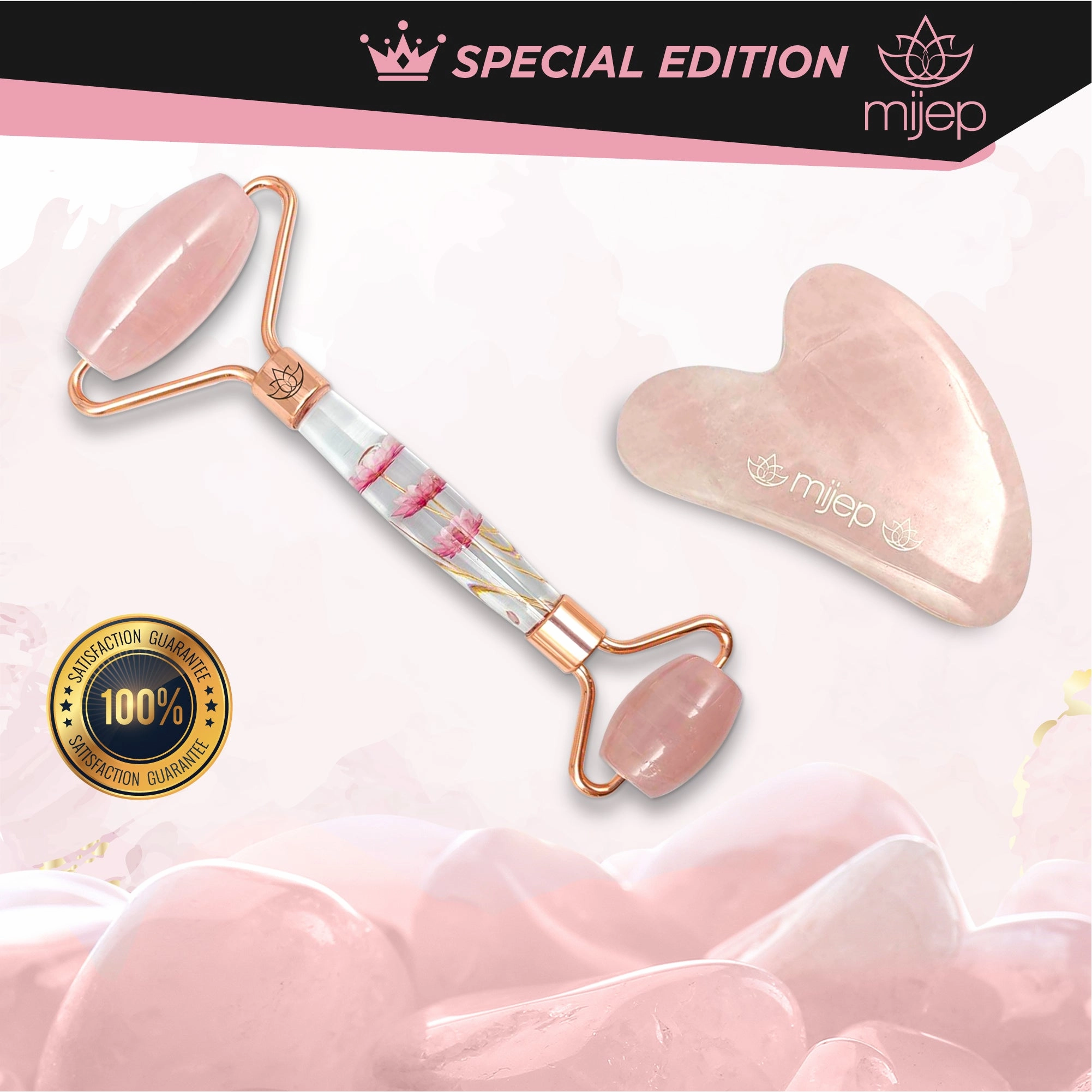 Special Edition Rose Quartz Roller and Gua Sha