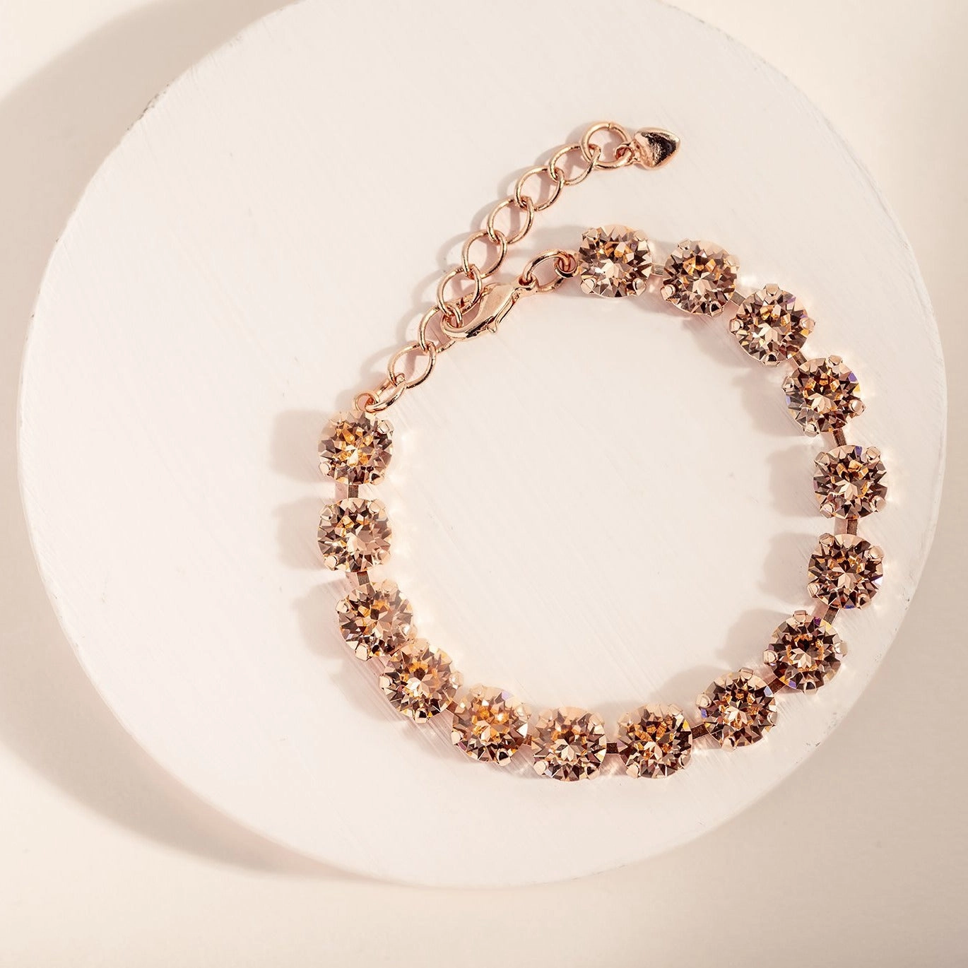 Statement  Rose Gold Tennis Bracelet / Blush Rose